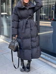 Long Line Puffa Belted Coat