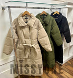 Long Line Puffa Belted Coat