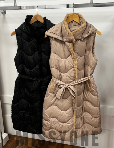 Faux Fur Trim Padded Gilet